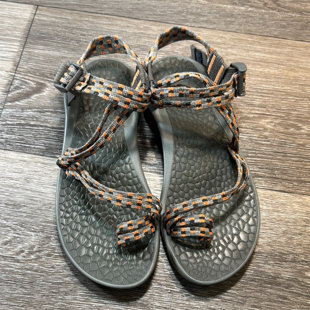 Chaco Gray and Orange Strappy Sandals woman’s size 7